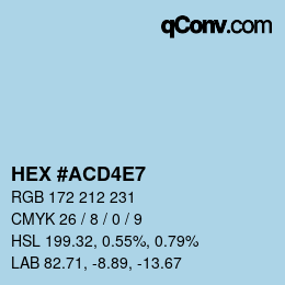 カラーコード: HEX #ACD4E7 | qconv.com