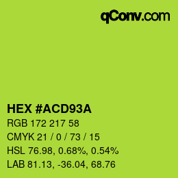 カラーコード: HEX #ACD93A | qconv.com