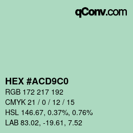 カラーコード: HEX #ACD9C0 | qconv.com