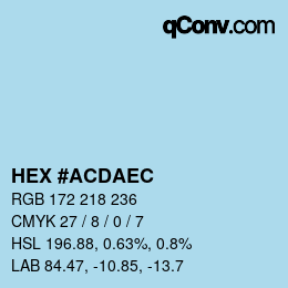 カラーコード: HEX #ACDAEC | qconv.com