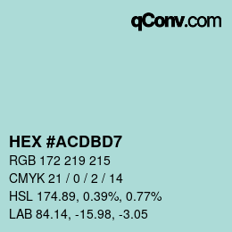 カラーコード: HEX #ACDBD7 | qconv.com