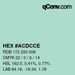 Color code: HEX #ACDCCE | qconv.com