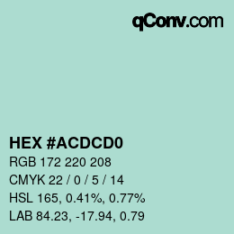 カラーコード: HEX #ACDCD0 | qconv.com