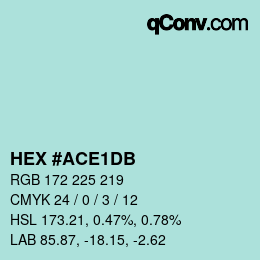 カラーコード: HEX #ACE1DB | qconv.com