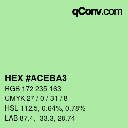 Color code: HEX #ACEBA3 | qconv.com