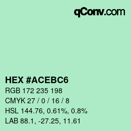 Color code: HEX #ACEBC6 | qconv.com