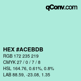 カラーコード: HEX #ACEBDB | qconv.com