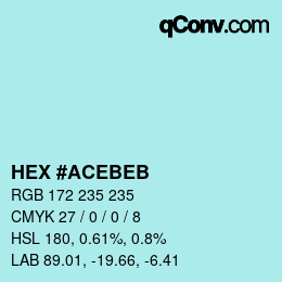 Color code: HEX #ACEBEB | qconv.com