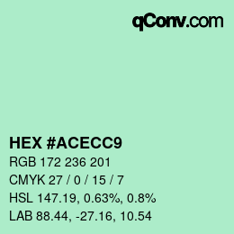 Código de color: HEX #ACECC9 | qconv.com