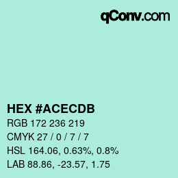 カラーコード: HEX #ACECDB | qconv.com