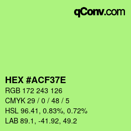 Color code: HEX #ACF37E | qconv.com