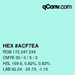 カラーコード: HEX #ACF7EA | qconv.com