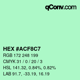 カラーコード: HEX #ACF8C7 | qconv.com