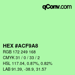 カラーコード: HEX #ACF9A8 | qconv.com