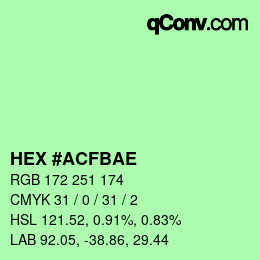 Color code: HEX #ACFBAE | qconv.com