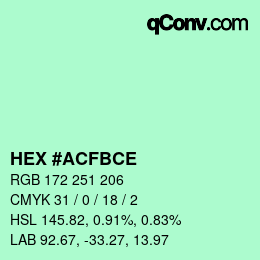 Color code: HEX #ACFBCE | qconv.com
