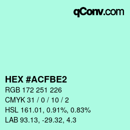 Farbcode: HEX #ACFBE2 | qconv.com