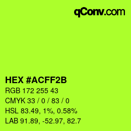 Color code: HEX #ACFF2B | qconv.com