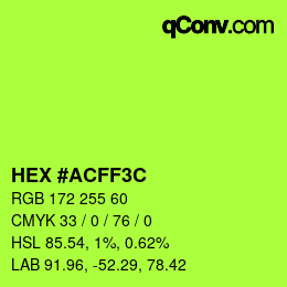Color code: HEX #ACFF3C | qconv.com