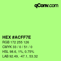 カラーコード: HEX #ACFF7E | qconv.com