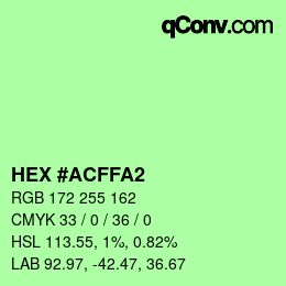 カラーコード: HEX #ACFFA2 | qconv.com