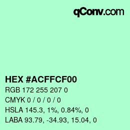 Color code: HEX #ACFFCF00 | qconv.com