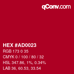 颜色代码: HEX #AD0023 | qconv.com
