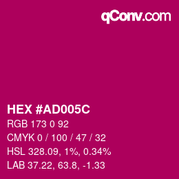 Color code: HEX #AD005C | qconv.com