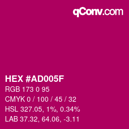 颜色代码: HEX #AD005F | qconv.com