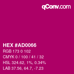 カラーコード: HEX #AD0066 | qconv.com