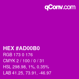 Color code: HEX #AD00B0 | qconv.com