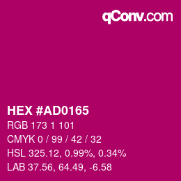 颜色代码: HEX #AD0165 | qconv.com