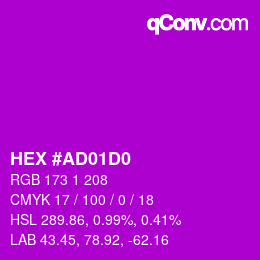 カラーコード: HEX #AD01D0 | qconv.com