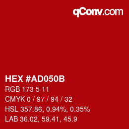 Color code: HEX #AD050B | qconv.com