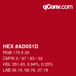 Color code: HEX #AD051D | qconv.com