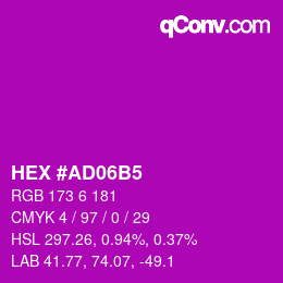 カラーコード: HEX #AD06B5 | qconv.com