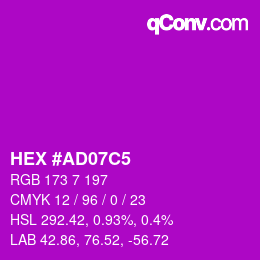 颜色代码: HEX #AD07C5 | qconv.com