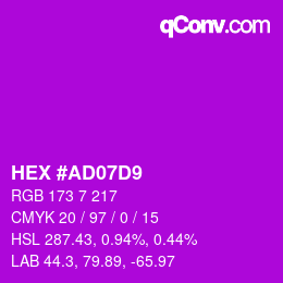 Color code: HEX #AD07D9 | qconv.com