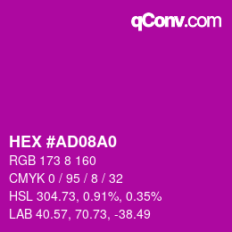 カラーコード: HEX #AD08A0 | qconv.com