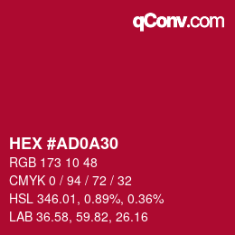 Color code: HEX #AD0A30 | qconv.com