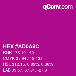 Farbcode: HEX #AD0A8C | qconv.com