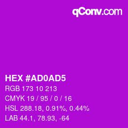 颜色代码: HEX #AD0AD5 | qconv.com