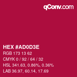 Color code: HEX #AD0D3E | qconv.com