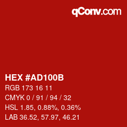 Color code: HEX #AD100B | qconv.com