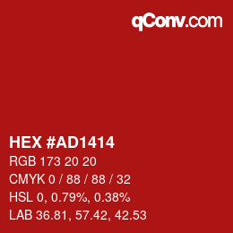 カラーコード: HEX #AD1414 | qconv.com