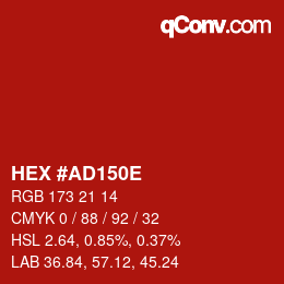 Color code: HEX #AD150E | qconv.com
