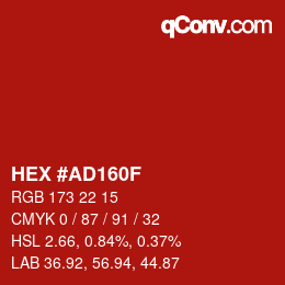 Color code: HEX #AD160F | qconv.com