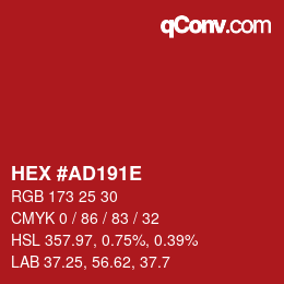 Color code: HEX #AD191E | qconv.com