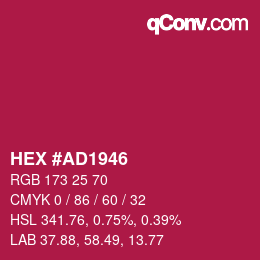 カラーコード: HEX #AD1946 | qconv.com