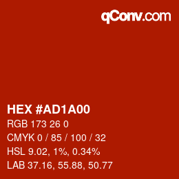 Color code: HEX #AD1A00 | qconv.com